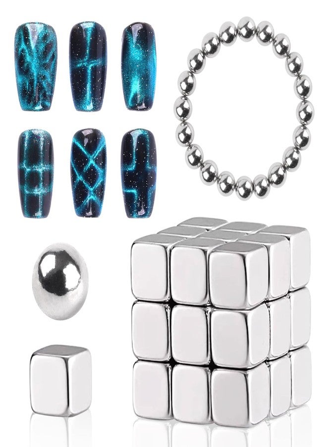 heemeei 47Pcs Cat Eye Magnet for Nails, Square and Beads Nail Magnets for Nail Art, Cat Eye Magnets for Nails, Strong Nail Magnetic Set, Nails Magnet Tool for 3D Cat Eyes Gel Polish, Home Salon DIY - Image 1